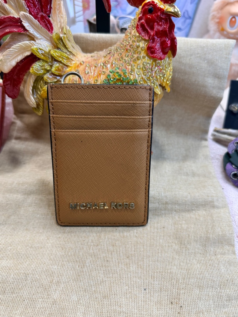 Michael Kors Brown Leather Card & Key Holder